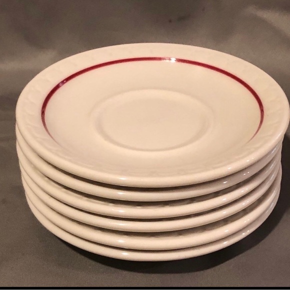 1952 Syracuse Econo Rim Cardinal China Restaurant Ware Railroad 6 Cups & Saucers - Picture 11 of 12